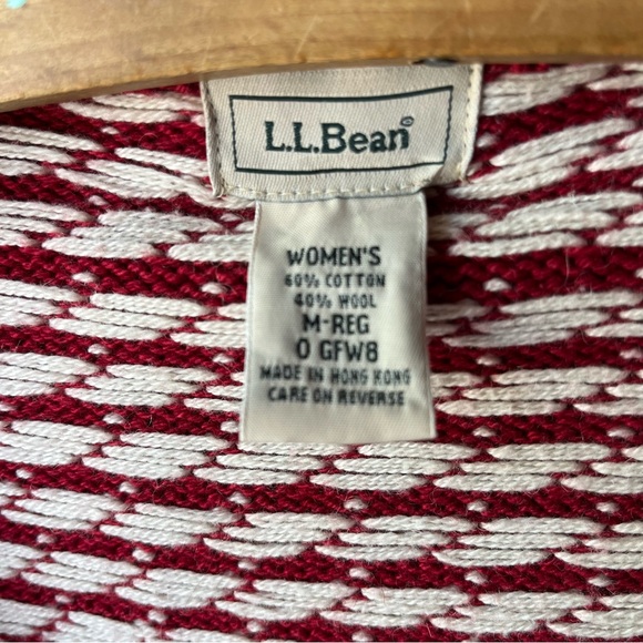 Vintage LL Bean cardigan with metal buttons M medium wool and cotton intarsia - Picture 7 of 8